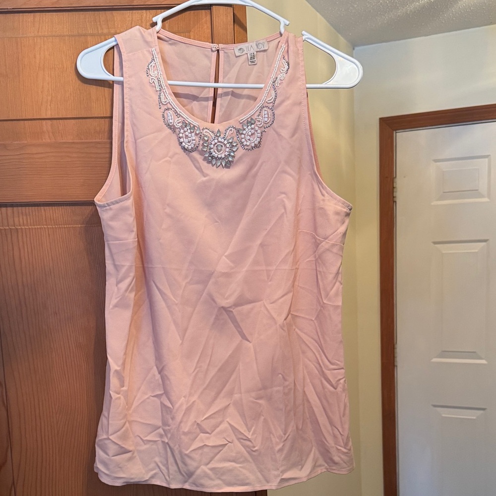 Blush Pink Embellished Tank Blouse